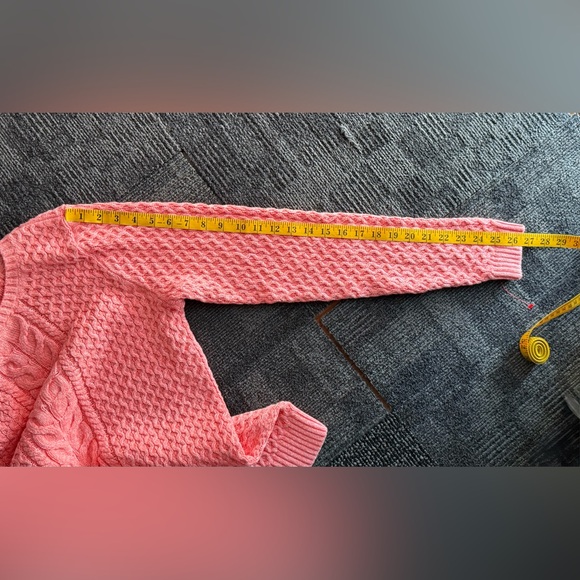 LANDS’ END WOMENS Sweater Drifter Cable Knit Coral 100% Cotton SIZE M. NWOT - Picture 9 of 9